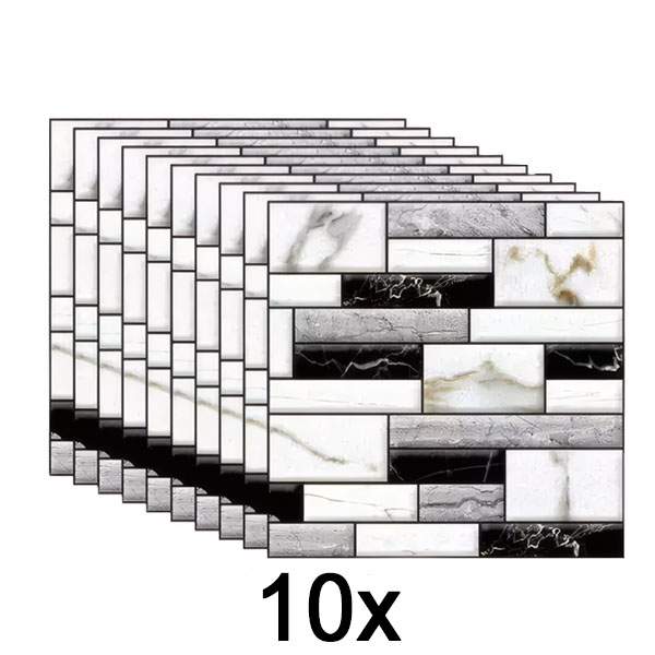 1x 3D αυτοκόλλητα τοίχου με εμφάνιση μαρμάρου (10 τεμ.) | MARBLEBLOCKS