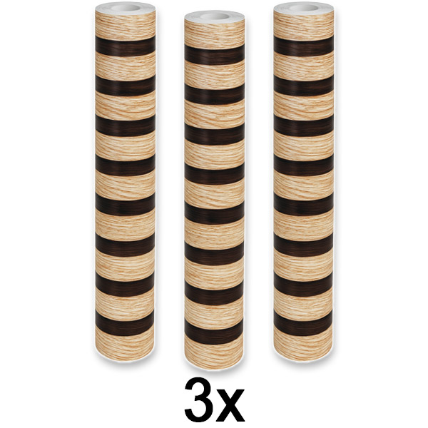 3x Κομψό αυτοκόλλητο τοίχου με εφέ ξύλου | LINEWALL